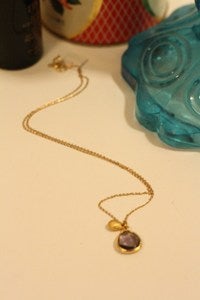 Image of GOLD FRAME STONE Necklace - Purple