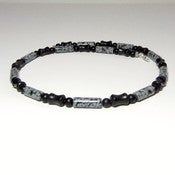 Image of Mens Handmade Beaded Necklace - Snowflake Obsidian and Blackstone 