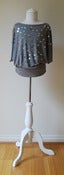 Image of 7418 Marl Grey Sequin Trim Slash Neck Top