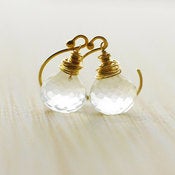 Image of DEW DROP - Clear Quartz & 14k Gold Fill Onion Briolette Earrings