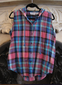Image of Blue and Pink Plaid Hoodie