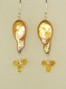 Image of Freshwater "Coin" Pearl, Citrine, Sterling Silver -- One-of-a-Kind