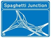 Image of Spaghetti Junction, Bostin Design - Royal Blue, available as Tee Shirt and Poster