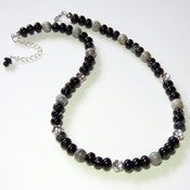 Image of Womens Handmade Beaded Necklace - Black Agate and Picasso Jasper Gemstones