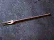 Image of HAND CARVED WOOD PICKLE FORK