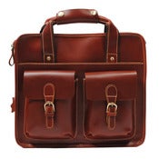 Image of Handmade Genuine Leather Briefcase Laptop Messenger Bag in brownish red Smooth Cowhide - Square (n21