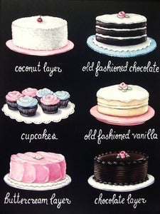 Image of vintage bakery inspired cake cupcakes menu board matted print Large