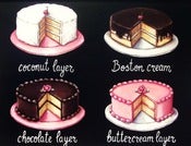 Image of vintage bakery inspired cakes menu board matted print Large