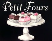 Image of vintage bakery inspired petit fours menu board matted print M