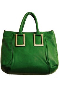 Image of 'Greenland' Green Leather Satchel