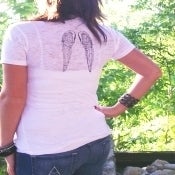 Image of Angel Wings White Burnout Tee with Black Screenprint