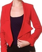 Image of red cropped open front blazer
