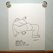 Image of Dancing Drunk Girl Points at DJ