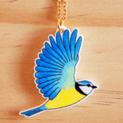 Image of Blue Tit Charm Necklace - Gold or Silver