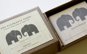 Image of SALE: Elephants Texts Bookplate Stamp