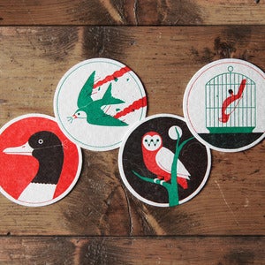 Image of Ornithology Letterpress Coasters