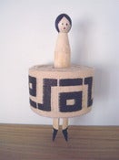 Image of Vintage Braid Peg Doll -  Brown Greek Key