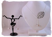Image of Leaf and Pearl necklace and Earrings set