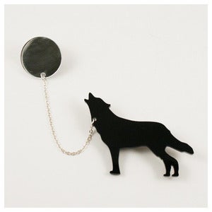 Image of Wolf & Moon Brooch