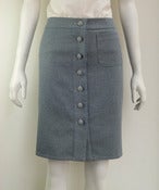 Image of Button-Through Skirt, Sky Pinstripe Denim