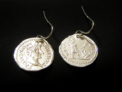 Image of Tiberius Denarius (II) Earrings (AKA the 'Tribute Penny' Matt 22:17-22) Reproduction/Replica