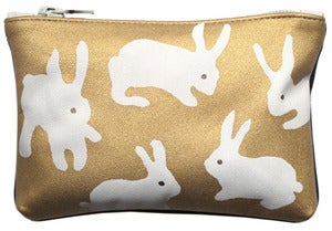 Image of Leather Gold Rabbits Purse Medium