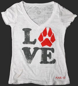 LOVE Women's Burnout V-Tee - White