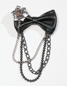 Image of Christopher Chaun "Finale Homage I" Silver Rose Leather Bow Tie 