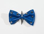 Image of Christopher Chaun "Knight II Royale" Blue Stud & Spike Leather Bow Tie 