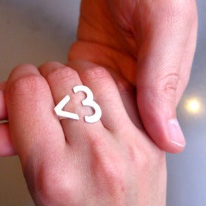 Image of I <3 U - Handmade Silver Heart Ring