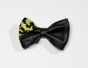 Image of "Tokyo Rock Lime" Leather & Leopard Print Studded Bow Tie 