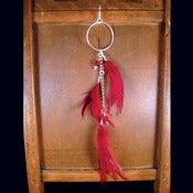 Image of Single Hoop Red Feather Earring