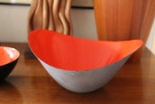 Image of Large vintage red enameled biomorphic shaped 'Krenit' bowl by Herbert Krenchel for Torben Orskov (De