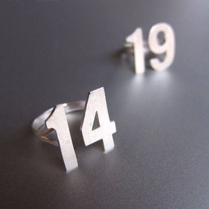 Image of Custom Number Ring- Handmade Silver Rings