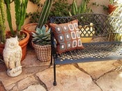 Image of Desert Blossoms on brown: organic cotton pillows screenprinted by hand