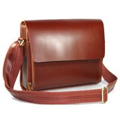 Image of Handmade Genuine Leather Messenger Satchel Bag / Case in Brown Smooth Cowhide (n52)