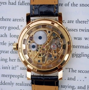 Image of Black and Gold Mechanical Wind-Up Wrist Watch