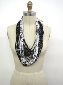 Image of Reclaimed T-shirt Necklace :::B&W PRINTED