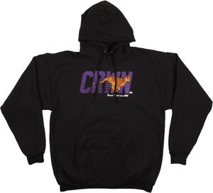 Image of POINT RUNNER PULL OVER HOODIE | BLACK / PURPLE