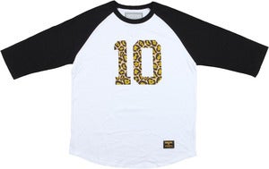 Image of "KING OF THE CROWN" BASEBALL RAGLAN | WHITE / BLACK / LEOPARD