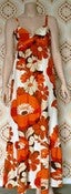 Image of Ladies Dress with Ruffle - Orange Flowers