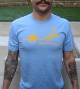 Image of Power Line Sunset Men's T-shirt Baby Blue