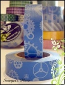 Image of Steel Blue Cogs & Gears Washi Tape - Japanese Masking Tape - Titus Industrial Gears - 15mm x 15m