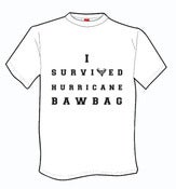 Image of 'I Survived Hurricane Bawbag' T-shirt