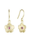 Image of Petunia Earrings with Pink Sapphires, 14K Yellow Gold 