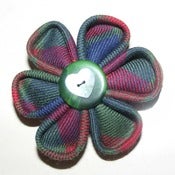 Image of Blue/Red/Green Tartan Origami Flower Brooch
