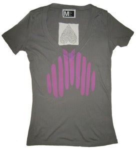 Image of Women's Heart Logo V-Neck - Gray