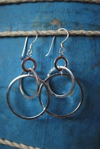 Image of Silver geometric hoops earrings