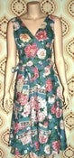 Image of Ladies Dress with Full Skirt - Pink Flowers