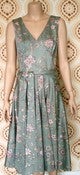 Image of Ladies Dress with Full Skirt - Blue Flowers